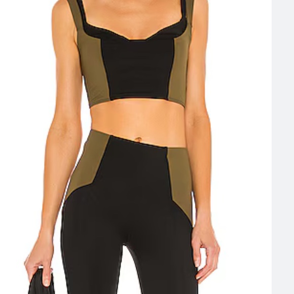 Devon Windsor Emilia Top + Marley Leggings Hunter Green/Black Workout Set Sz S/M